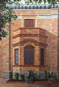 S. M. Fawad, Freemasons Lodge Karachi, 44 x 30 Inch, Oil on Canvas, Realistic Painting, AC-SMF-132